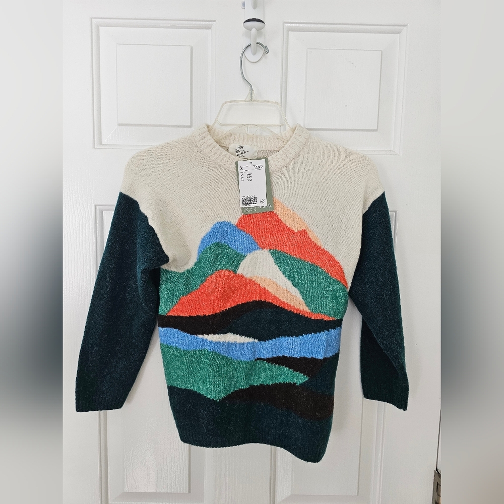 NWT H&M Kids Multicolor Abstract Sweater - Size 6X/7